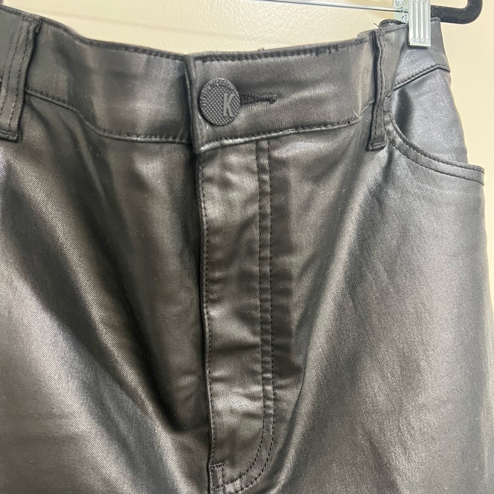 NWOT Kut From The Kloth Coated Leather Black Jeans - Picture 3 of 6
